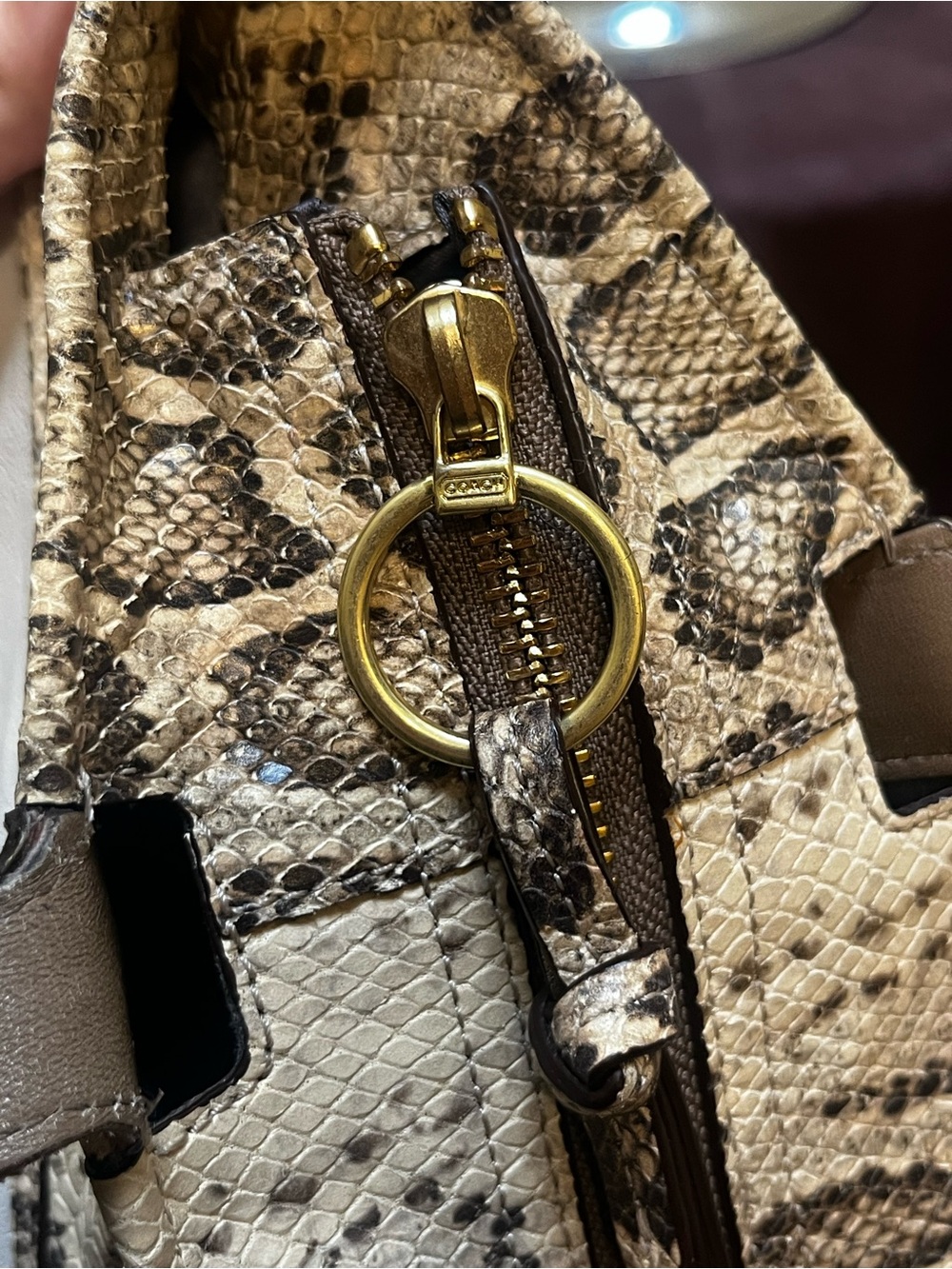 Coach Audrey Python Embossed Op Art Leather Slim Tote - Picture 10 of 12